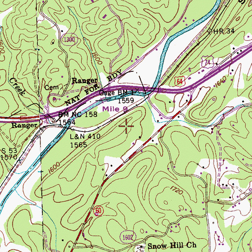 Topographic Map of Township of Notla, NC