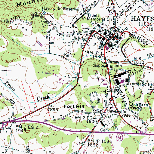 Topographic Map of Township of Hayesville, NC