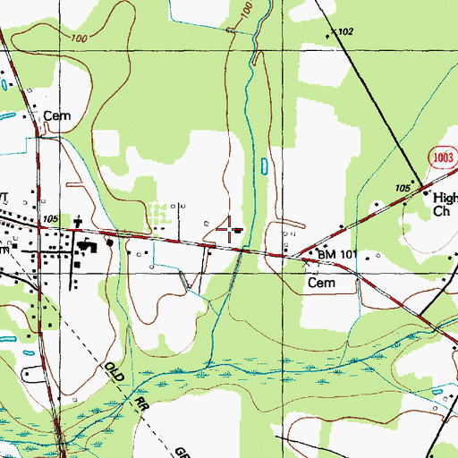Topographic Map of Township of Tatums, NC