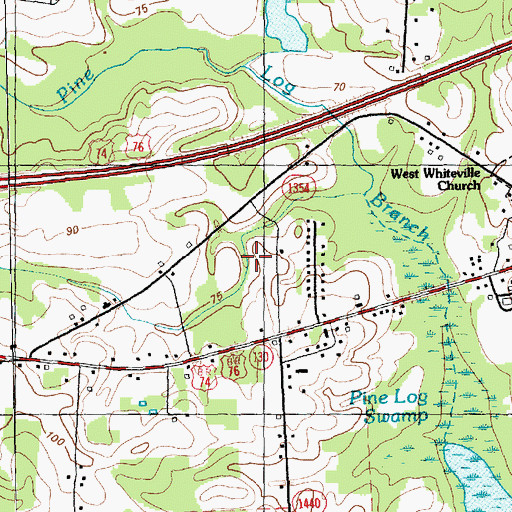 Topographic Map of Township of Whiteville, NC