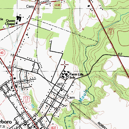 Topographic Map of Township 1, NC