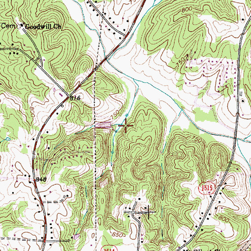 Topographic Map of Township of Arcadia, NC
