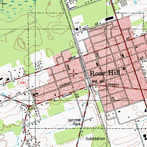 Topographic Map of Township of Rose Hill, NC