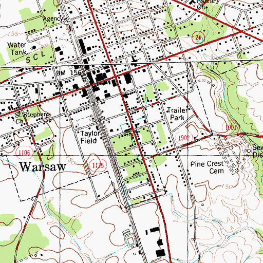 Topographic Map of Township of Warsaw, NC