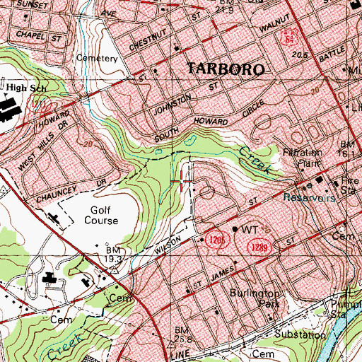 Topographic Map of Township 1-Tarboro, NC