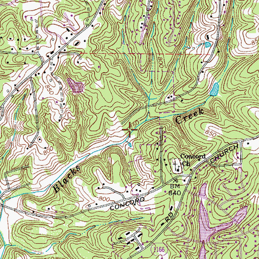 Topographic Map of Township of Lewisville, NC
