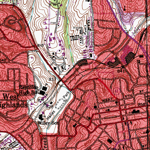Topographic Map of Township of Winston, NC