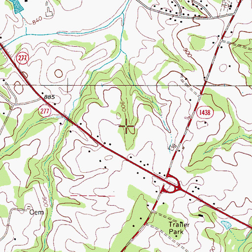 Topographic Map of Township of Cherryville, NC