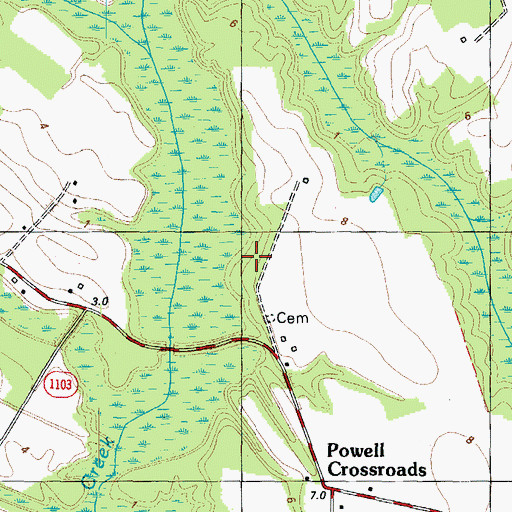 Topographic Map of Township of Mintonsville, NC