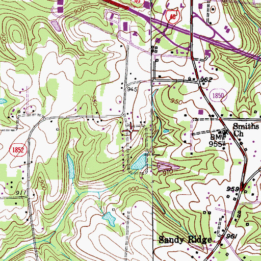 Topographic Map of Township of Deep River, NC