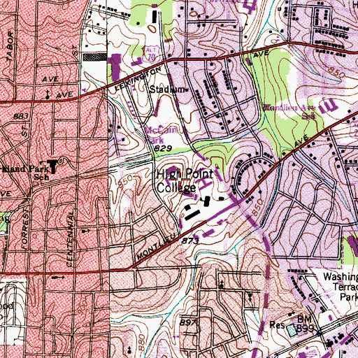 Topographic Map of Township of High Point, NC
