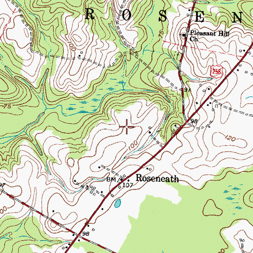 Topographic Map of Township of Roseneath, NC