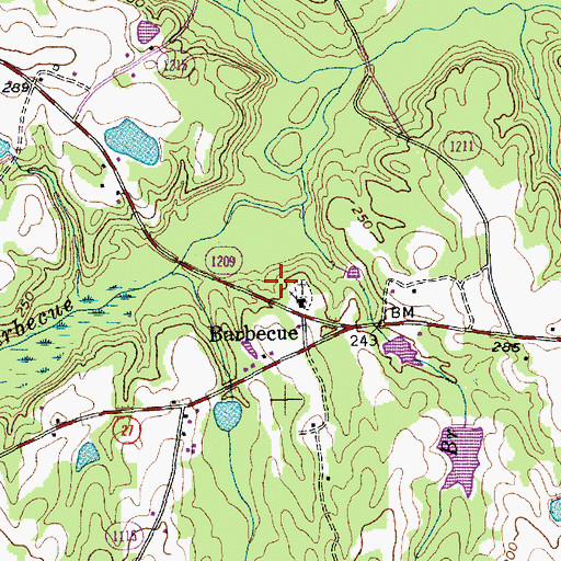 Topographic Map of Township of Barbecue, NC
