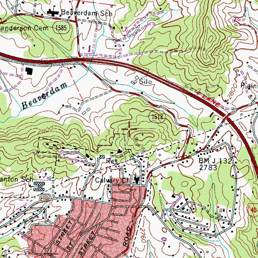 Topographic Map of Township of Beaverdam, NC