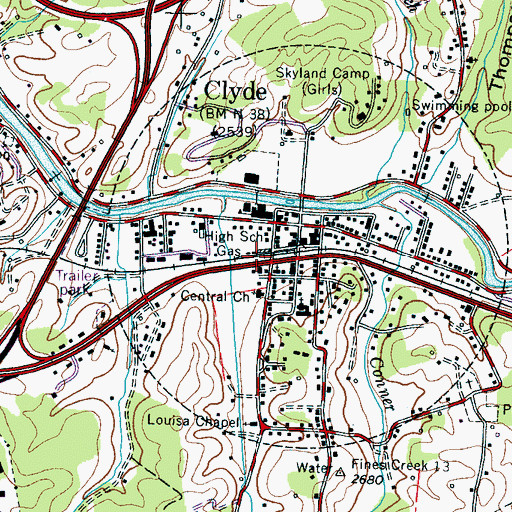Topographic Map of Township of Clyde, NC
