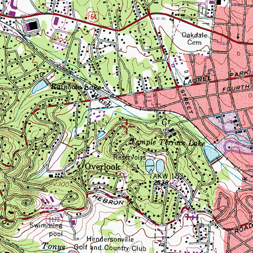 Topographic Map of Township of Hendersonville, NC