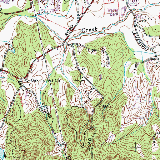 Topographic Map of Township of Hoopers Creek, NC