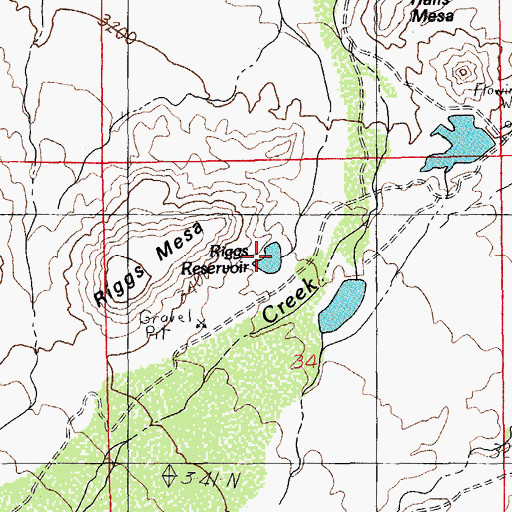 Topographic Map of Riggs Reservoir, AZ
