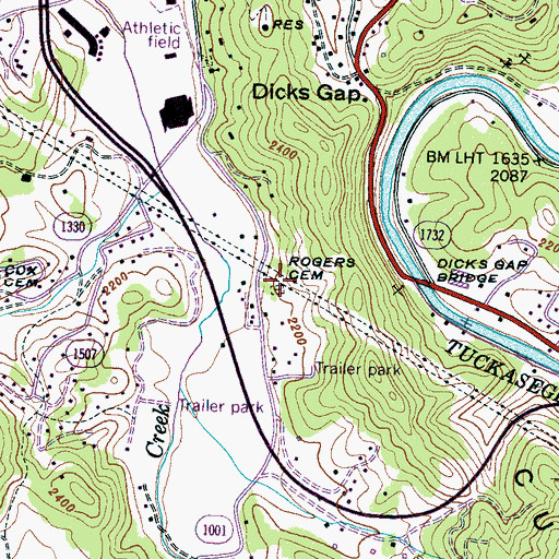 Topographic Map of Township of Cullowhee, NC
