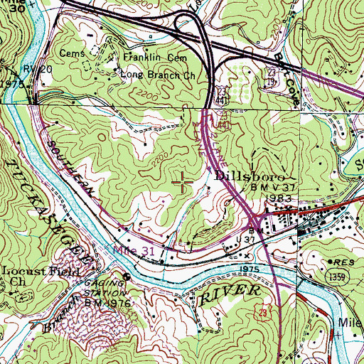 Topographic Map of Township of Dillsboro, NC