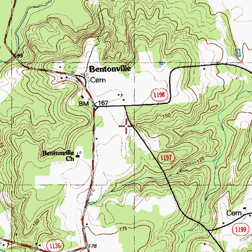 Topographic Map of Township of Bentonville, NC