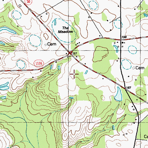 Topographic Map of Township of Meadow, NC