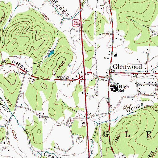 Topographic Map of Township of Glenwood, NC