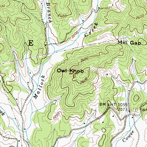 Topographic Map of Township of Cowee, NC