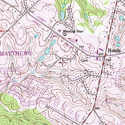Topographic Map of Township 13-Morning Star, NC