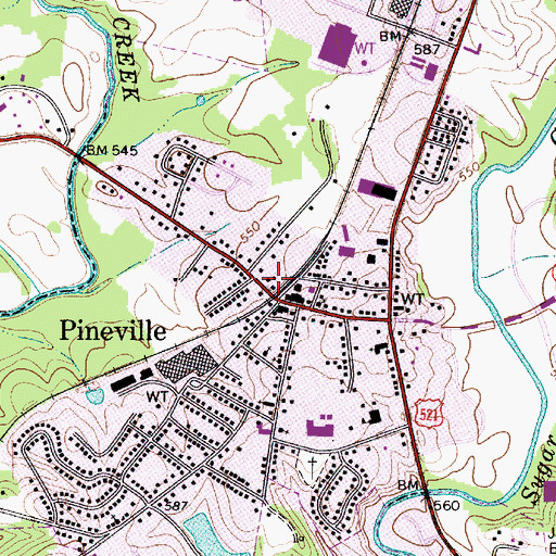 Topographic Map of Township 14-Pineville, NC