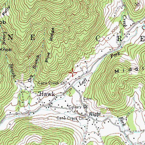 Topographic Map of Township of Cane Creek, NC