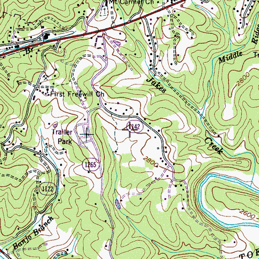 Topographic Map of Grassy Creek Number 1 Township (historical), NC
