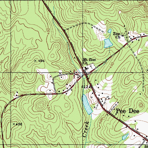 Topographic Map of Township of Pee Dee, NC