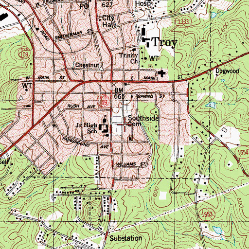 Topographic Map of Township of Troy, NC