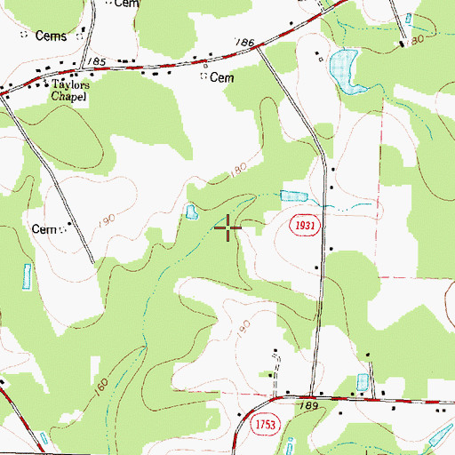 Topographic Map of Township of Coopers, NC