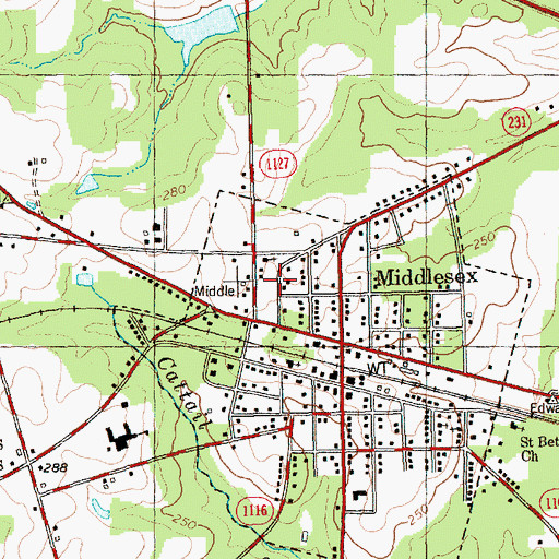 Topographic Map of Township of Dry Wells, NC