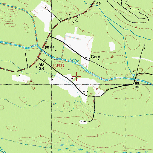 Topographic Map of Township of Canetuck, NC