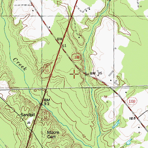 Topographic Map of Township of Caswell, NC