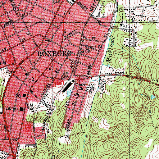 Topographic Map of Township of Roxboro, NC