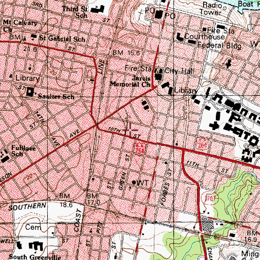 Topographic Map of Township of Greenville, NC