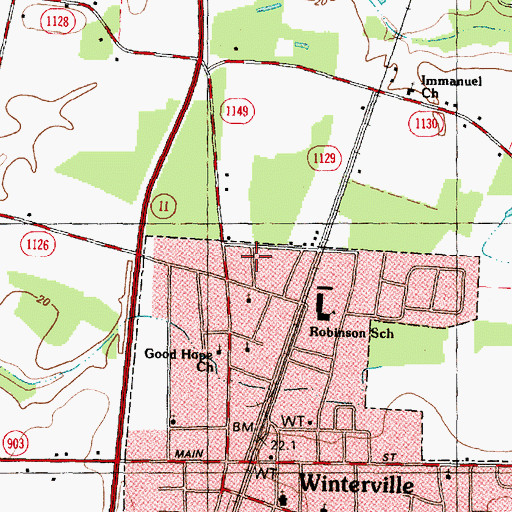 Topographic Map of Township of Winterville, NC