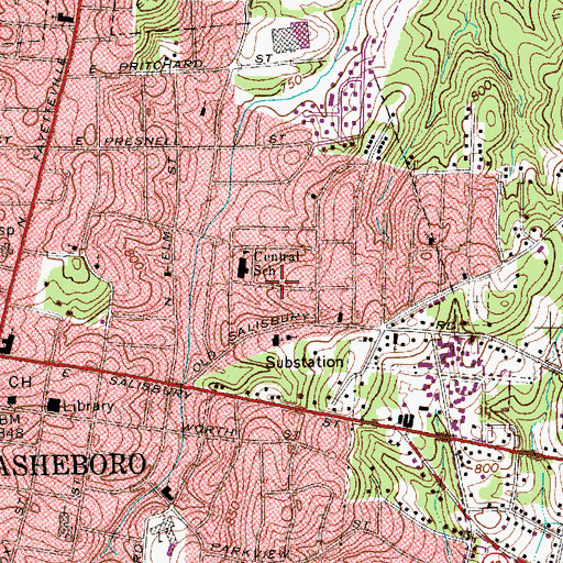 Topographic Map of Township of Asheboro, NC