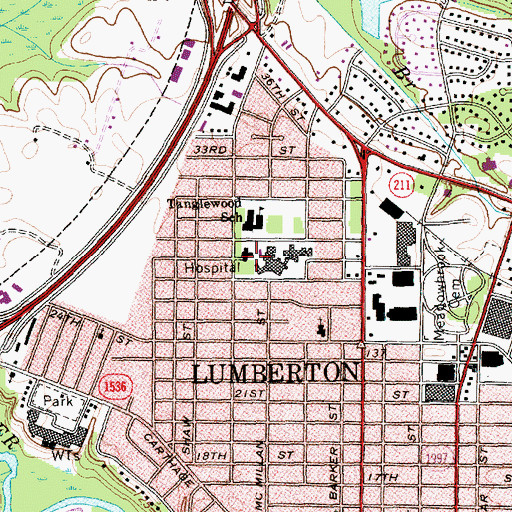 Topographic Map of Township of Lumberton, NC