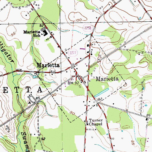 Topographic Map of Marietta Township (historical), NC