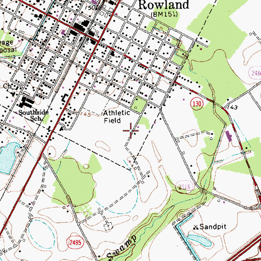 Topographic Map of Township of Rowland, NC