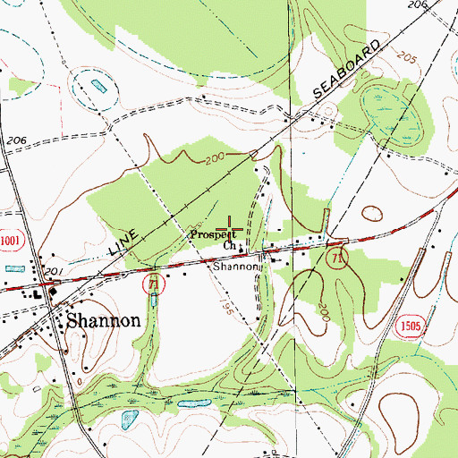 Topographic Map of Township of Shannon, NC