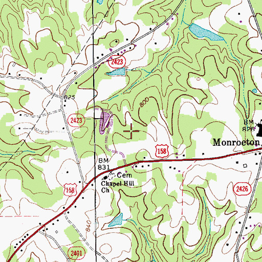 Topographic Map of Township of Simpsonville, NC