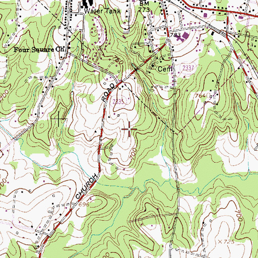 Topographic Map of Township of Gold Hill, NC