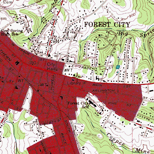Topographic Map of Township of Cool Spring, NC