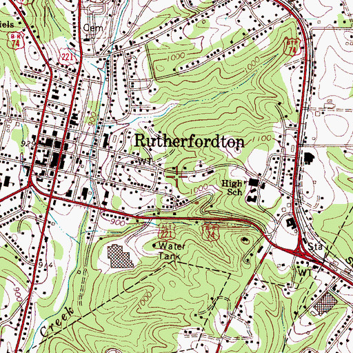 Topographic Map of Township of Rutherfordton, NC